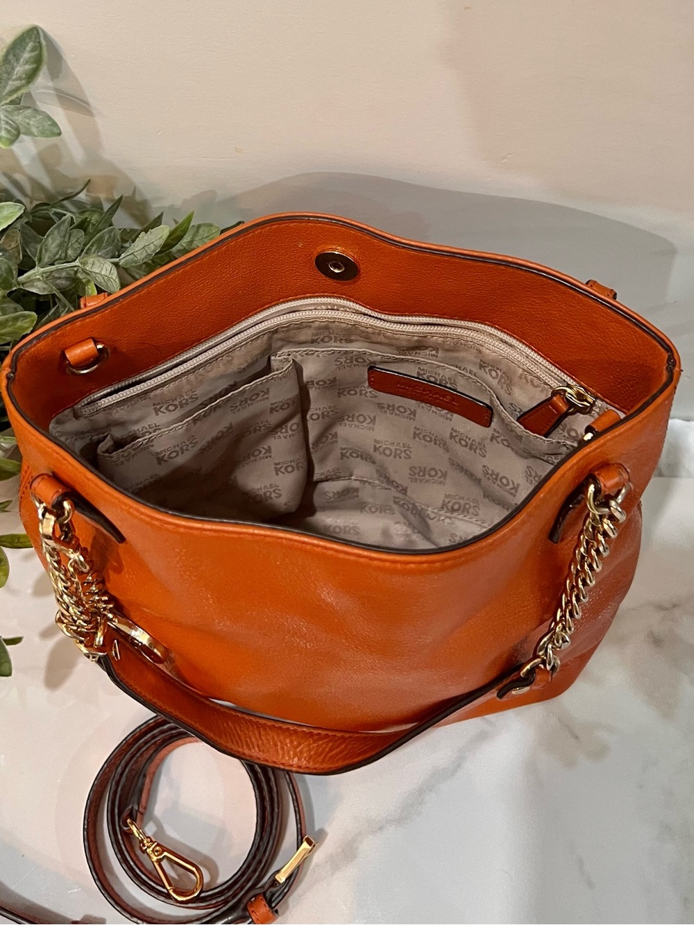 MICHAEL Michael Kors orange  Leather Shoulder Tote - Picture 11 of 13